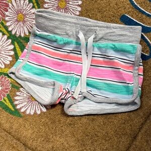 Cat & Jack Women's Striped Athletic Shorts - Gray, Pink, Green